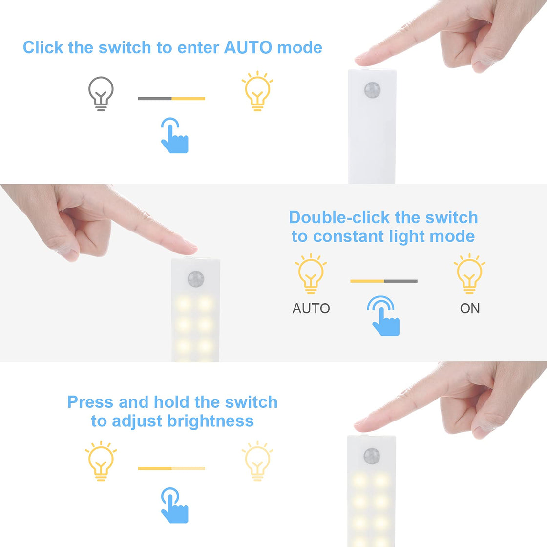 Tolare LED Cabinet Lighting With Motion Sensor Warm White (3 Pack)